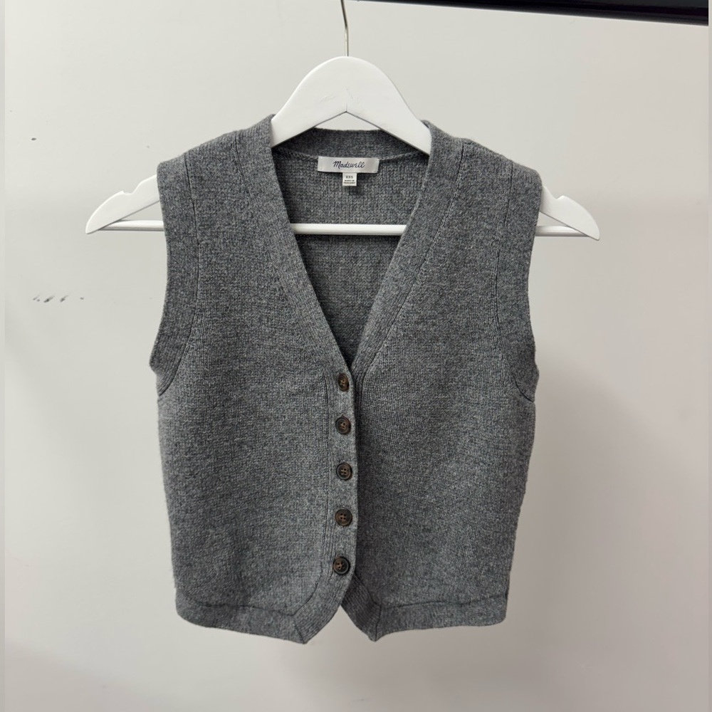 Madewell Charcoal Knit Button Vest